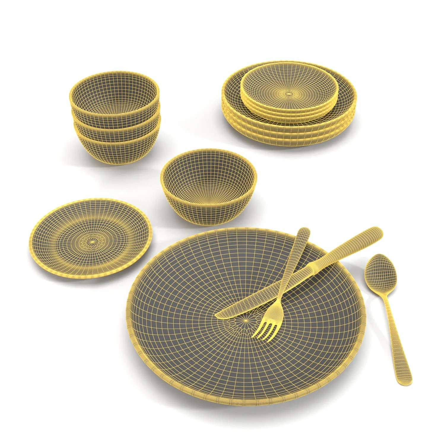 Gibson Home Rockaway Round Stoneware Dinnerware Set PBR 3D Model_07